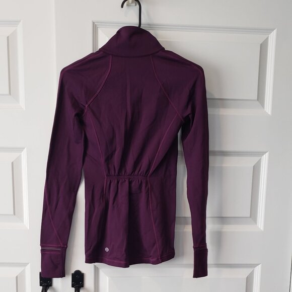 Like New: Lululemon First Mile 1/2 Zip Darkest Magenta Size 2 - Picture 8 of 9